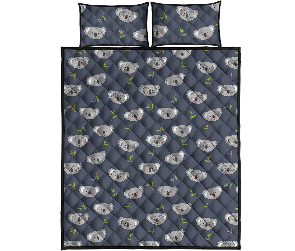 Koala Bear Pattern Print Quilt Bed Set