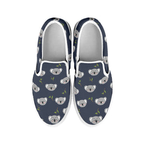 Koala Bear Pattern Print White Slip On Shoes