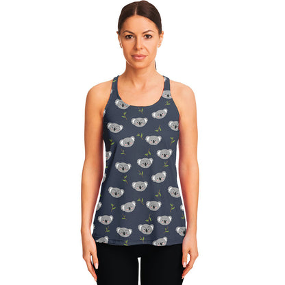 Koala Bear Pattern Print Women's Racerback Tank Top