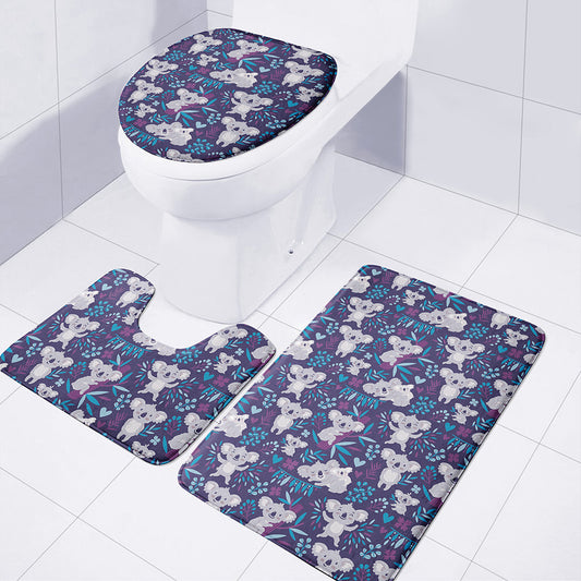 Koala Forest Pattern Print 3 Piece Bath Mat Set