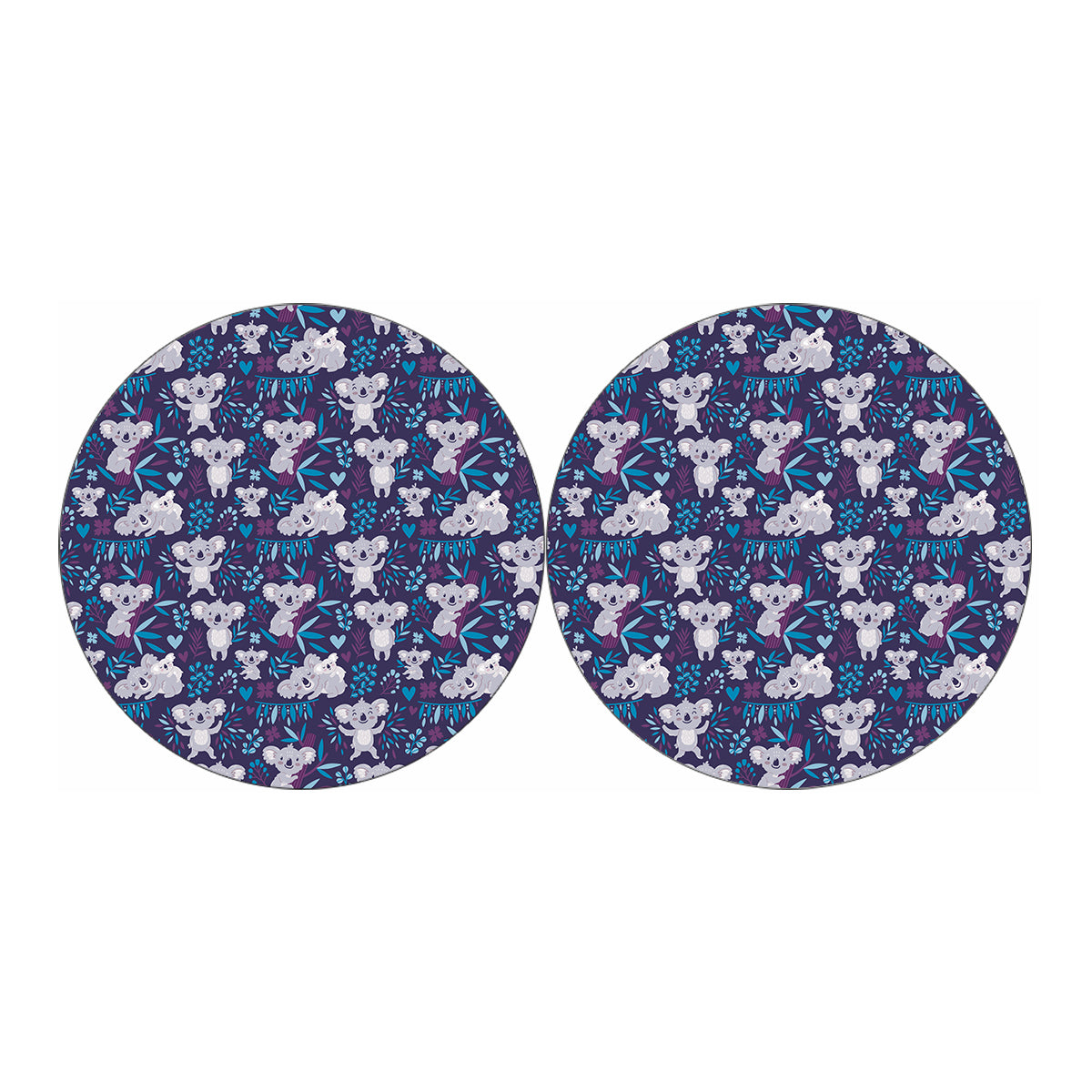 Koala Forest Pattern Print Car Coasters