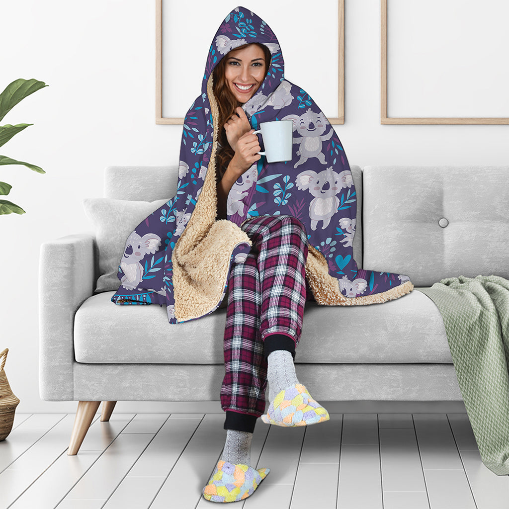 Koala Forest Pattern Print Hooded Blanket