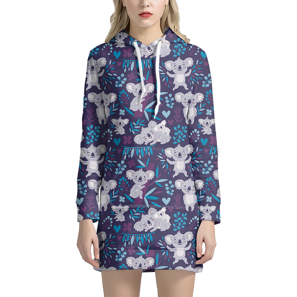 Koala Forest Pattern Print Hoodie Dress