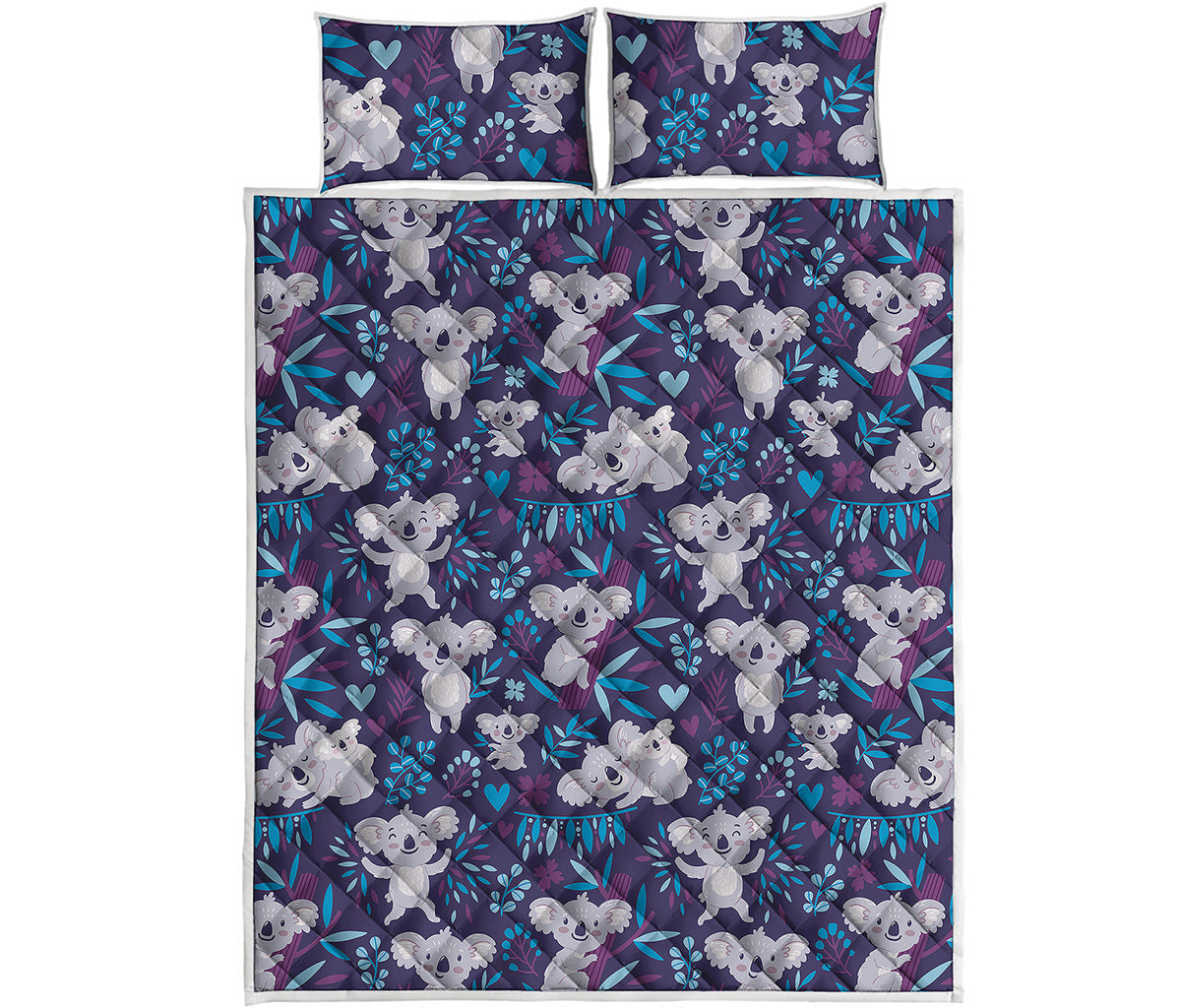Koala Forest Pattern Print Quilt Bed Set