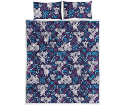Koala Forest Pattern Print Quilt Bed Set