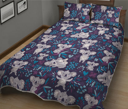 Koala Forest Pattern Print Quilt Bed Set