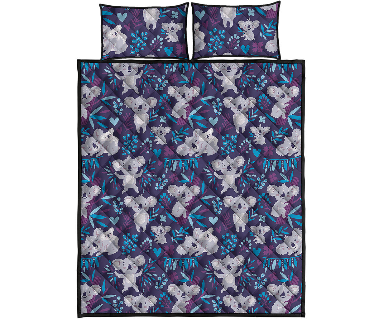 Koala Forest Pattern Print Quilt Bed Set