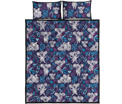 Koala Forest Pattern Print Quilt Bed Set
