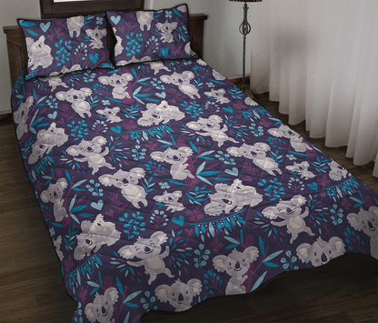 Koala Forest Pattern Print Quilt Bed Set