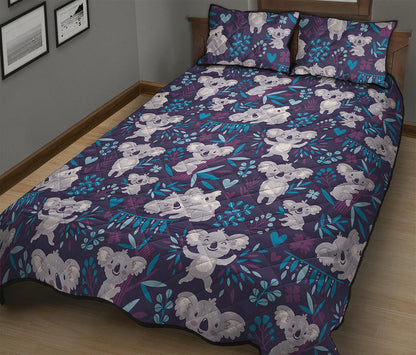 Koala Forest Pattern Print Quilt Bed Set