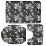 Koi Carp And Chrysanthemum Pattern Print 3 Piece Bath Mat Set