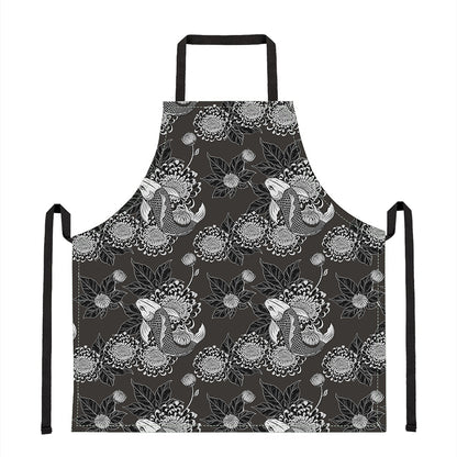 Koi Carp And Chrysanthemum Pattern Print Apron