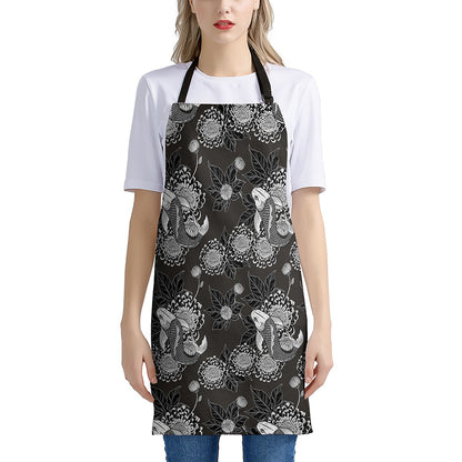 Koi Carp And Chrysanthemum Pattern Print Apron