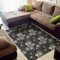 Koi Carp And Chrysanthemum Pattern Print Floor Mat