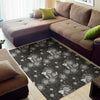 Koi Carp And Chrysanthemum Pattern Print Area Rug