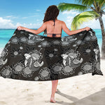 Koi Carp And Chrysanthemum Pattern Print Beach Sarong Wrap