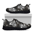 Koi Carp And Chrysanthemum Pattern Print Black Running Shoes