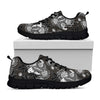 Koi Carp And Chrysanthemum Pattern Print Black Sneakers