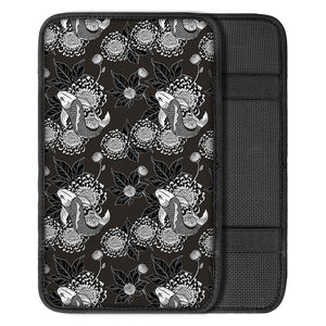 Koi Carp And Chrysanthemum Pattern Print Car Center Console Cover