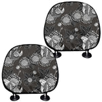 Koi Carp And Chrysanthemum Pattern Print Car Headrest Covers