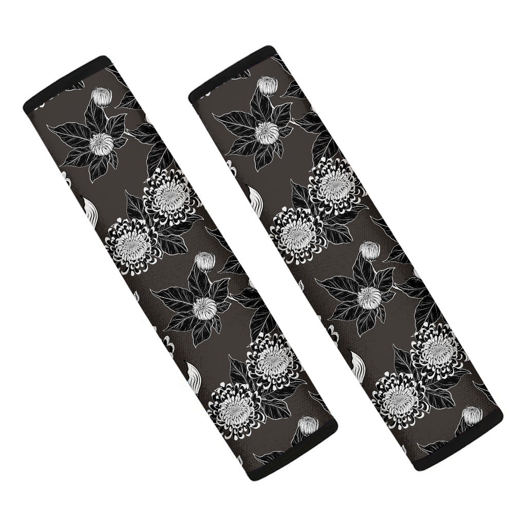 Koi Carp And Chrysanthemum Pattern Print Car Seat Belt Covers