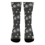 Koi Carp And Chrysanthemum Pattern Print Crew Socks