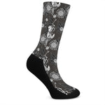 Koi Carp And Chrysanthemum Pattern Print Crew Socks