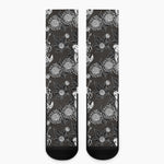 Koi Carp And Chrysanthemum Pattern Print Crew Socks