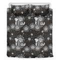 Koi Carp And Chrysanthemum Pattern Print Duvet Cover Bedding Set