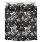 Koi Carp And Chrysanthemum Pattern Print Duvet Cover Bedding Set