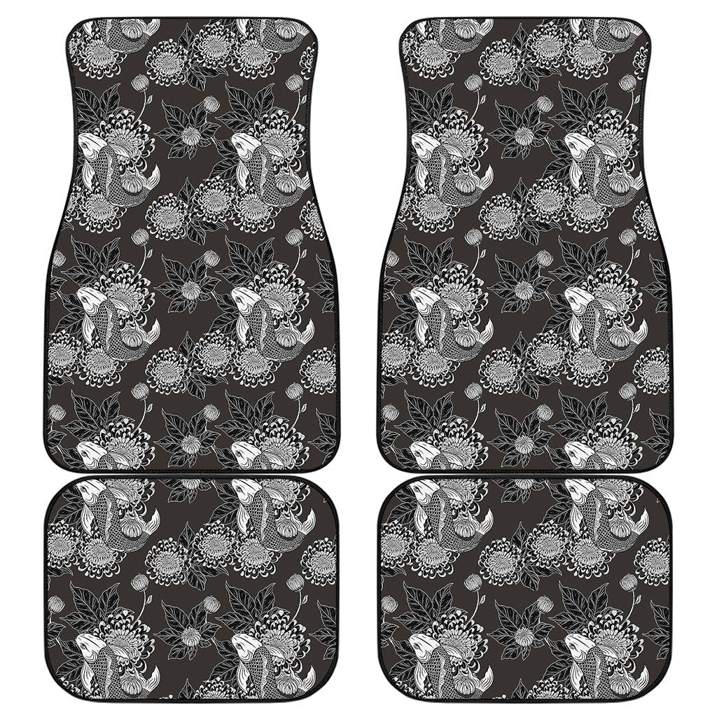 Koi Carp And Chrysanthemum Pattern Print Front and Back Car Floor Mats