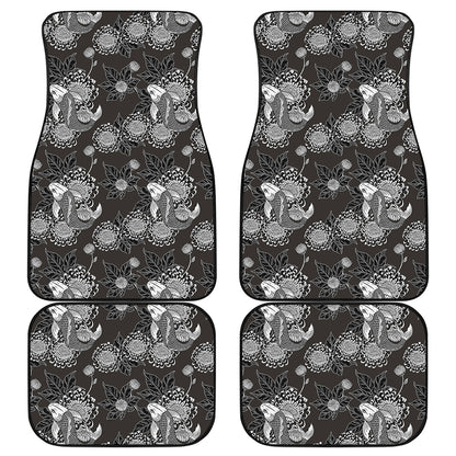 Koi Carp And Chrysanthemum Pattern Print Front and Back Car Floor Mats