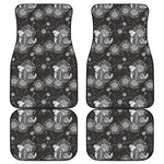 Koi Carp And Chrysanthemum Pattern Print Front and Back Car Floor Mats