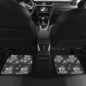 Koi Carp And Chrysanthemum Pattern Print Front and Back Car Floor Mats