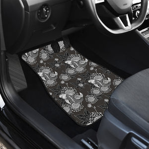 Koi Carp And Chrysanthemum Pattern Print Front Car Floor Mats