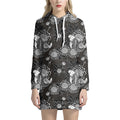 Koi Carp And Chrysanthemum Pattern Print Pullover Hoodie Dress