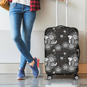 Koi Carp And Chrysanthemum Pattern Print Luggage Cover