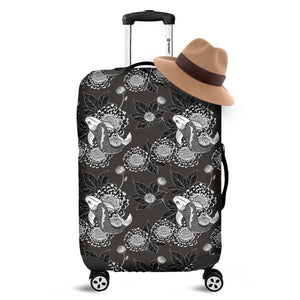 Koi Carp And Chrysanthemum Pattern Print Luggage Cover