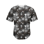 Koi Carp And Chrysanthemum Pattern Print Men's Baseball Jersey