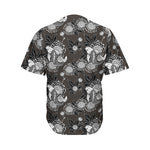 Koi Carp And Chrysanthemum Pattern Print Men's Baseball Jersey