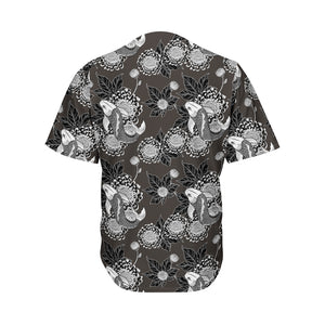 Koi Carp And Chrysanthemum Pattern Print Men's Baseball Jersey