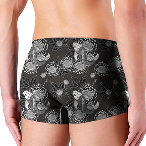 Koi Carp And Chrysanthemum Pattern Print Men's Boxer Briefs