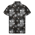Koi Carp And Chrysanthemum Pattern Print Men's Short Sleeve Shirt