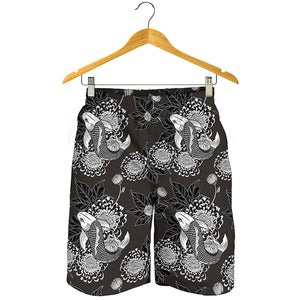 Koi Carp And Chrysanthemum Pattern Print Men's Shorts