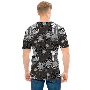 Koi Carp And Chrysanthemum Pattern Print Men's T-Shirt