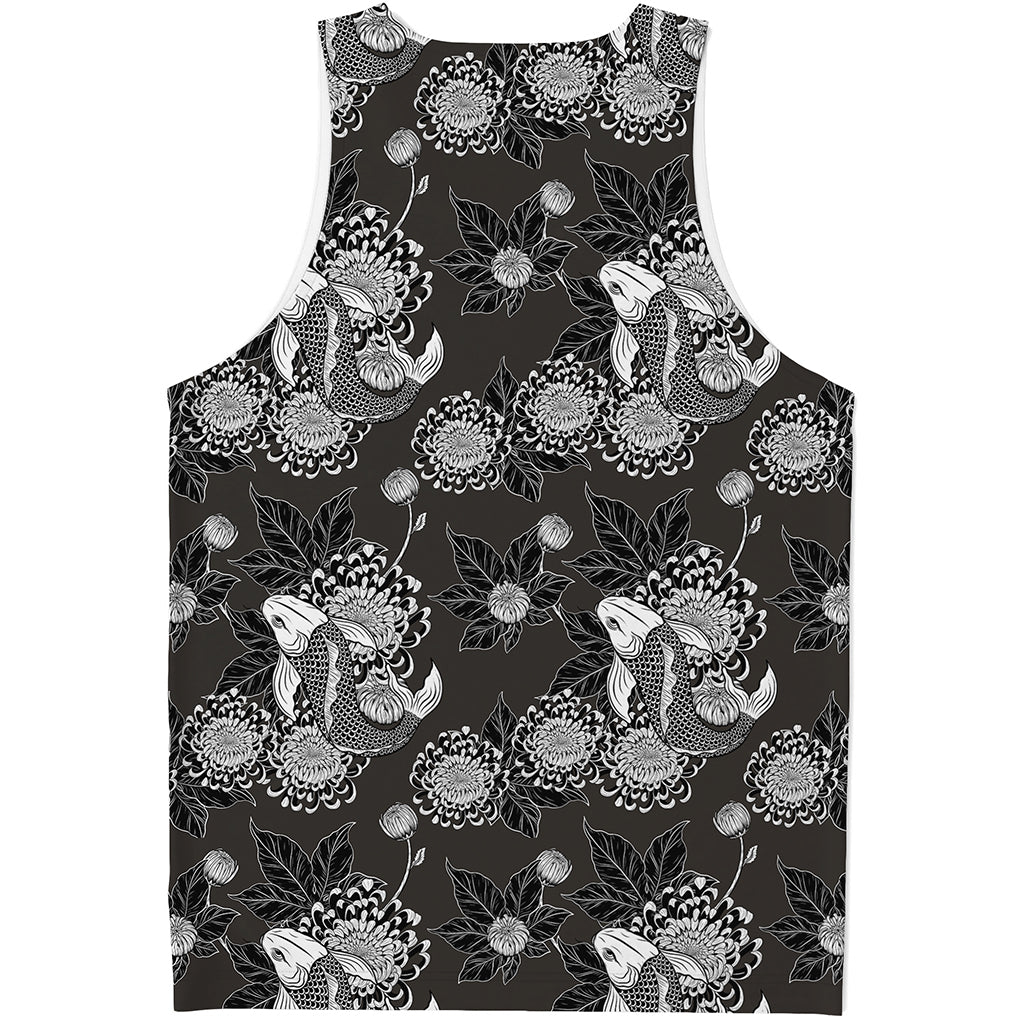 Koi Carp And Chrysanthemum Pattern Print Men's Tank Top