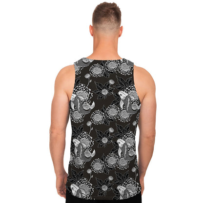 Koi Carp And Chrysanthemum Pattern Print Men's Tank Top