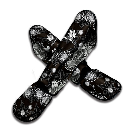 Koi Carp And Chrysanthemum Pattern Print Muay Thai Shin Guard