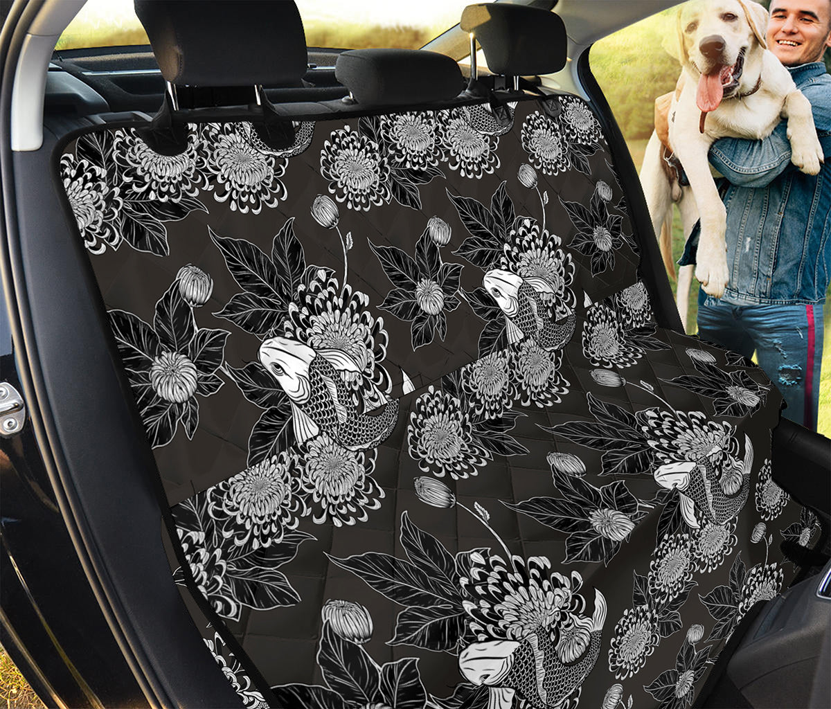 Koi Carp And Chrysanthemum Pattern Print Pet Car Back Seat Cover