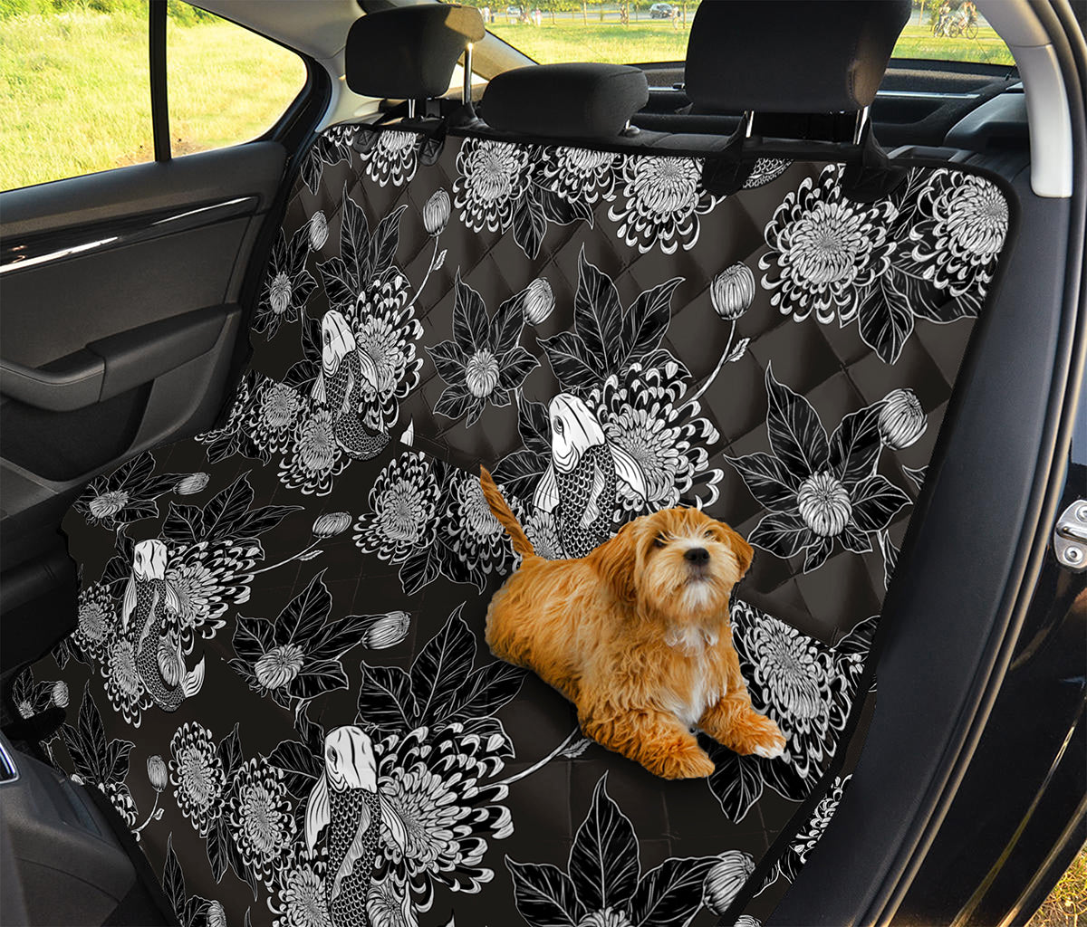 Koi Carp And Chrysanthemum Pattern Print Pet Car Back Seat Cover